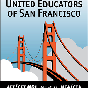 United Educators of San Francisco is written over a drawing of the Golden Gate Bridg